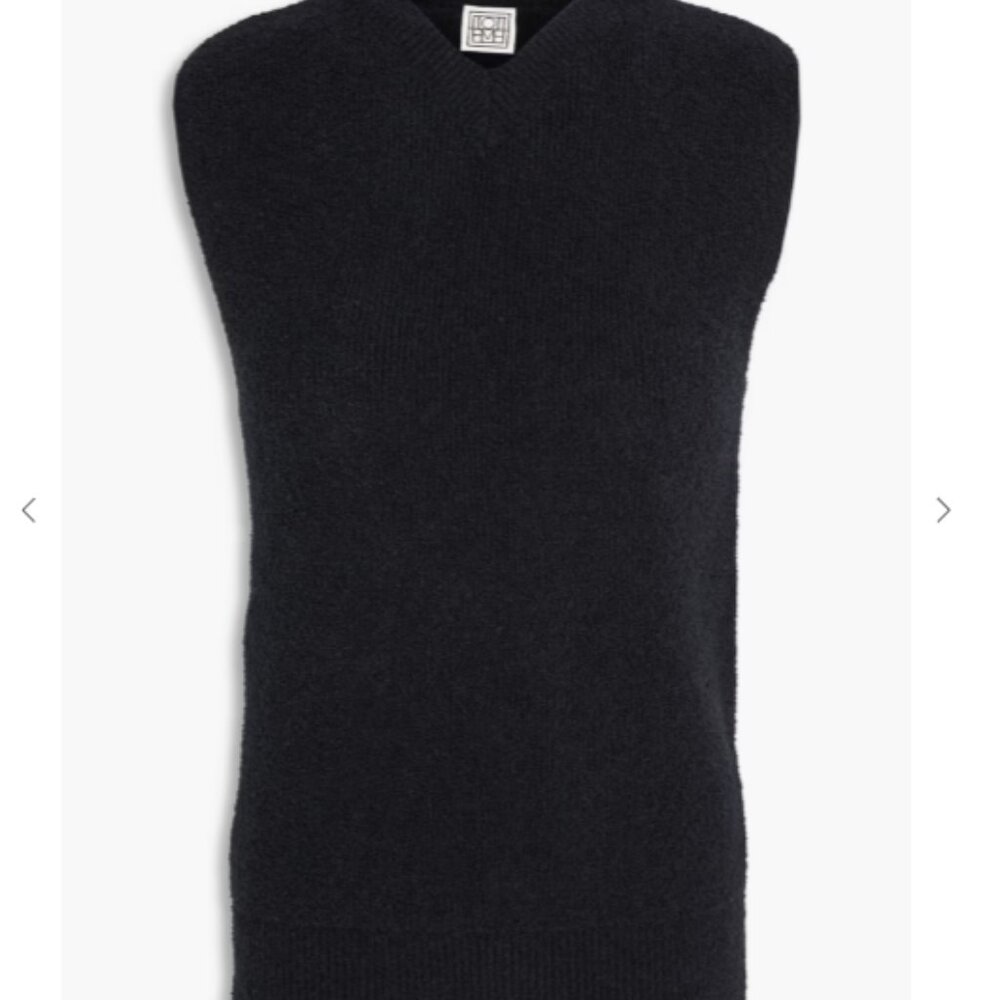 TOTEME Ribbed bouclé-knit cotton-blend vest